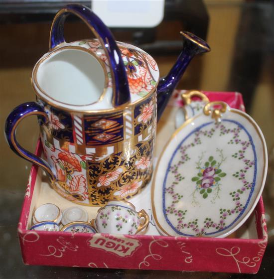 Miniature Limoges tea set & watering can